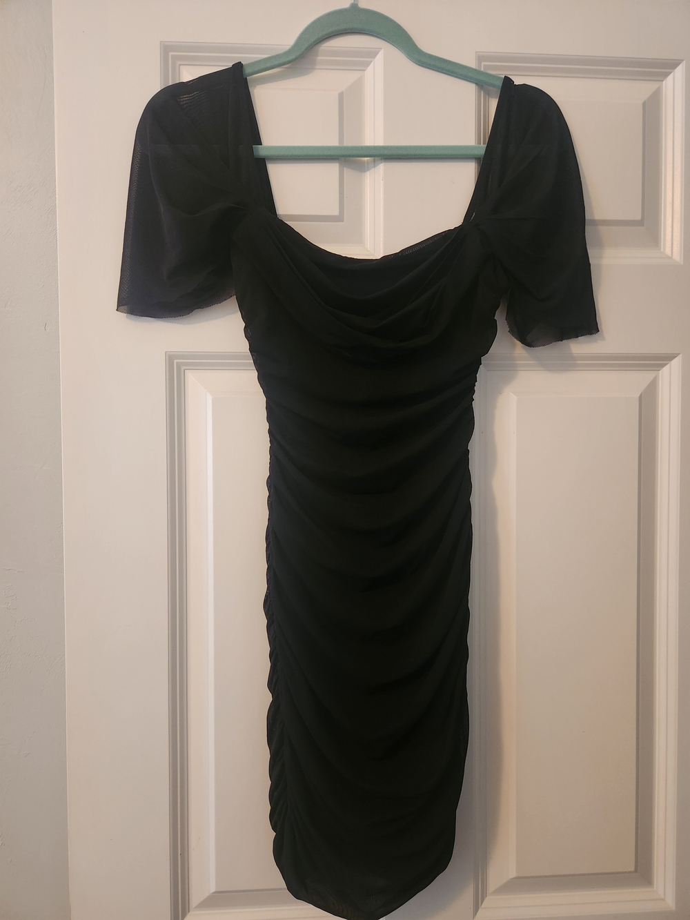 Hello Molly Black Ruched  Mini Dress